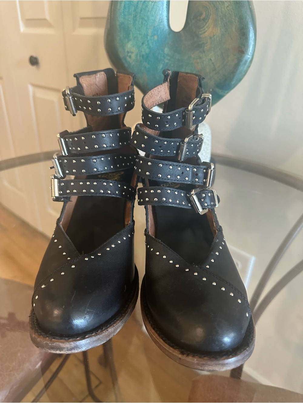 Freebird by Steven Felicity Black Distressed Leather Booties sz9